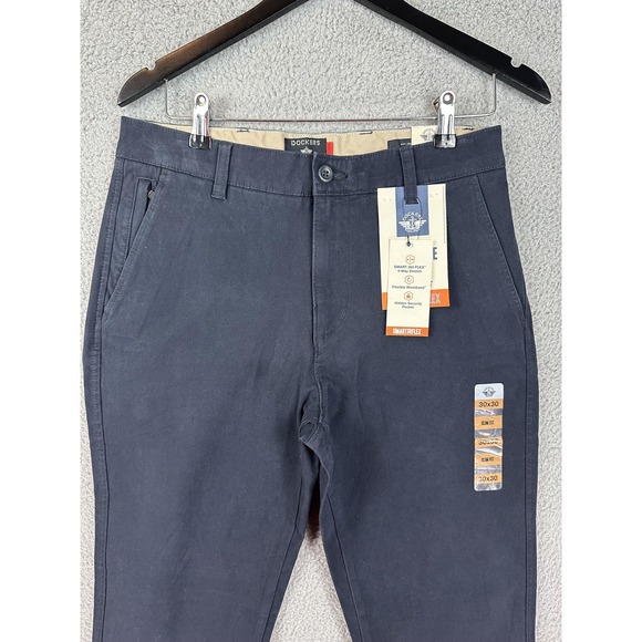 Dockers Pants Mens 30x30 Navy Ultimate Chino Slim Fit Smart 360 Flex Stretch New - Picture 1 of 14